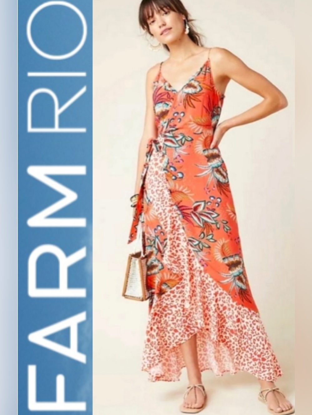 Farm Rio for Anthropologie Musette Maxi Wrap Dress Size Medium